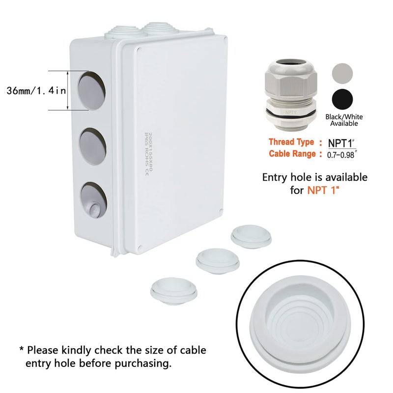 LeMotech ABS Plastic Dustproof Waterproof IP65 Junction Box Universal Electrical Project Enclosure White 7.8 x 6.1 x 3.1 inch (200 x 155 x 80 mm) - Image 5